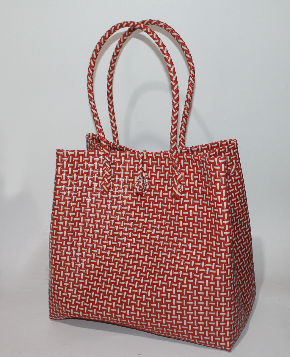Bags from Recycled Plastic (White / Red) – IndoExport