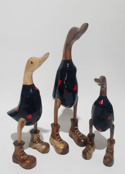 Duck in Black with Red Harts and Boots
