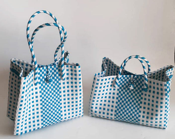 Bags from Recycled Plastic (White / Turquoise)