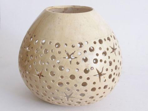 Carved Coconut Shell For T-Light (White)