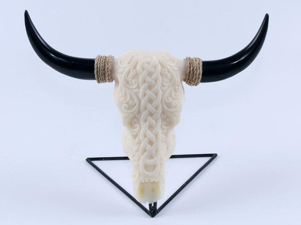 Buffalo Head Stand Carved Celtic