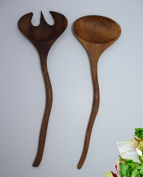 Salad Set "Retro" Curved Handle (Teak)