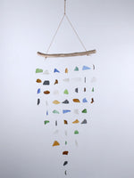 Beach glass wind chime and driftwood 7 string