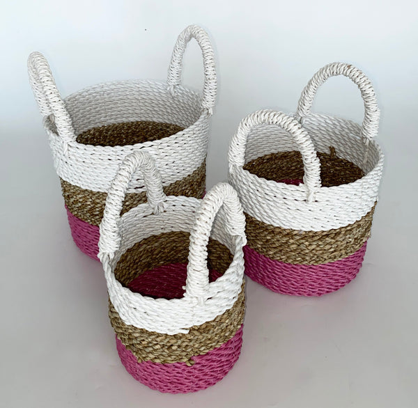 Basket Woven Natural Water Hyacinth (set of 3)