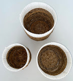 Basket Woven Natural Water Hyacinth (set of 3)