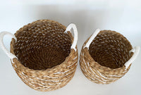 Round Basket Woven Natural Water Hyacinth (set of 2)