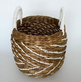 Round Basket Woven Natural Water Hyacinth (set of 2)