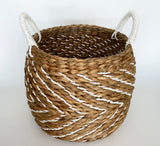 Round Basket Woven Natural Water Hyacinth (set of 2)