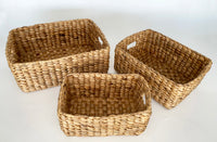 Rectangular Basket Woven Natural Water Hyacinth (set of 3)