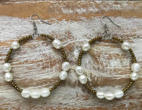 Large Earrings with Fresh Water Pearls