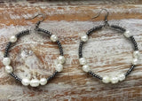 Large Earrings with Fresh Water Pearls