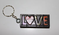 Square Wooden Key Rings (Love and Peace)