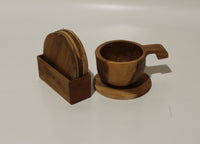 Natural wood coaster 6 in a box 10 cm