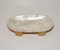 Sauce serving plate from wood and shell