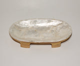 Sauce serving plate from wood and shell