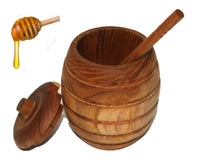 Slim Teak Honey Pot with spoon