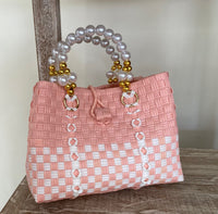 Handbags from Recycled Plastic with Pearl look Handle and Natural Lock