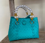 Handbags from Recycled Plastic with Pearl look Handle and Natural Lock