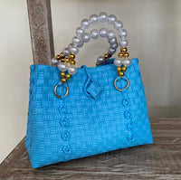 Handbags from Recycled Plastic with Pearl look Handle and Natural Lock