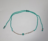 Anklet Single Stone With Silver Beads