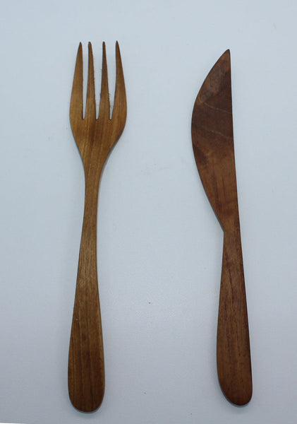 Curved Knife and Fork (Teak)