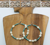 Large Earrings with Fresh Water Pearls