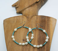 Large Earrings with Fresh Water Pearls