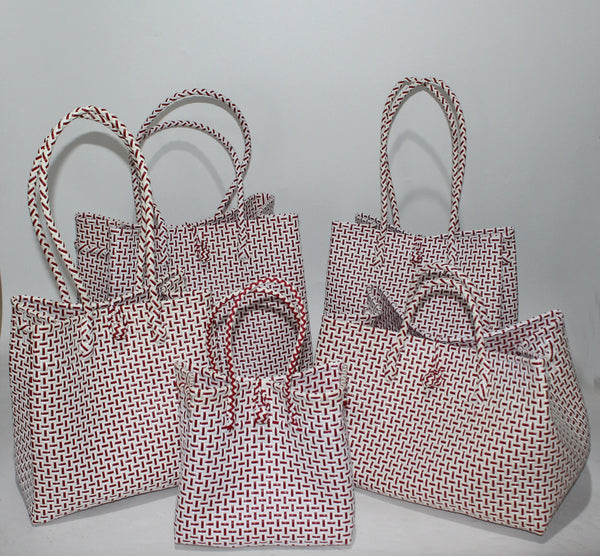 Bags from Recycled Plastic (White / Red)