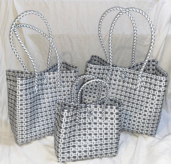 Bags from Recycled Plastic (White-Silver / Silver)