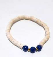 Bracelet Elastic from Coconut Beads and Artificial Stone