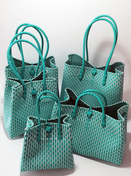 Bags from Recycled Plastic (White-PastelGreen / PastelGreen)