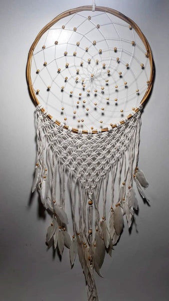 Dream Catcher with Net on Rattan Ring (Beige)