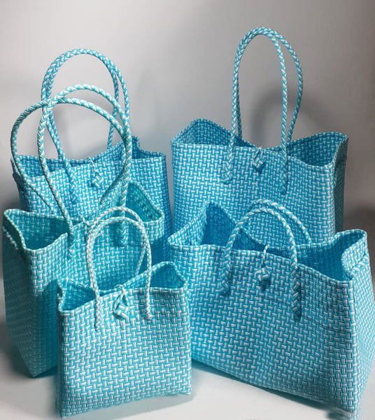 Bags from Recycled Plastic (Turquoise-White)