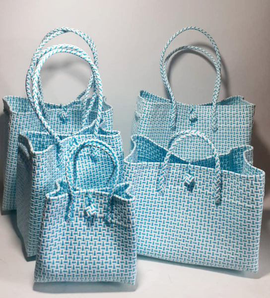 Bags from Recycled Plastic (White-Turquoise)