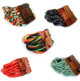 Elastic Beads Bracelet Solid Color Line Wooden Closing