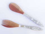 Salad Set Sapodilla with mother of pearl shell