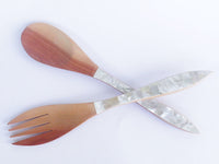 Salad Set Sapodilla with mother of pearl shell