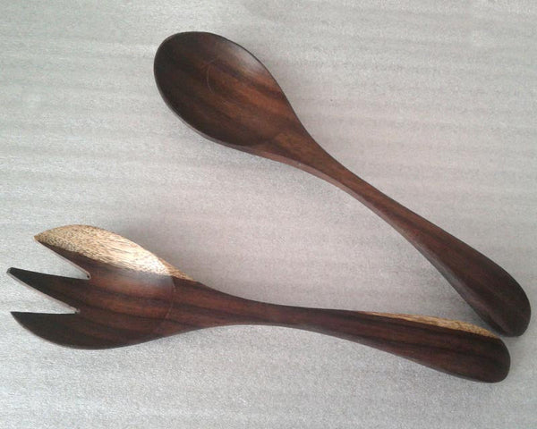 Salad set banded handle (Rosewood)