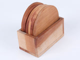 Natural wood coaster 6 in a box 8 cm