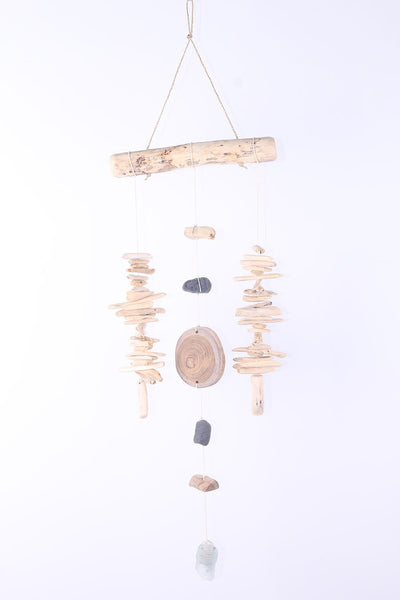 Driftwood and stone wind chime
