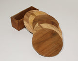 Natural wood coaster 6 in a box 10 cm (Teak)