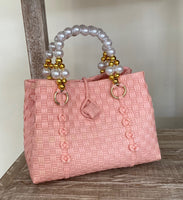 Handbags from Recycled Plastic with Pearl look Handle and Natural Lock