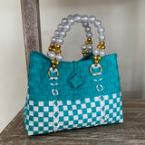 Handbags from Recycled Plastic with Pearl look Handle and Natural Lock