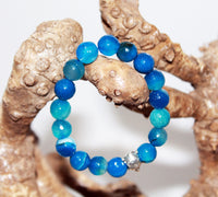 Bracelet from Blue Sea Stone with Turtle, Elastic