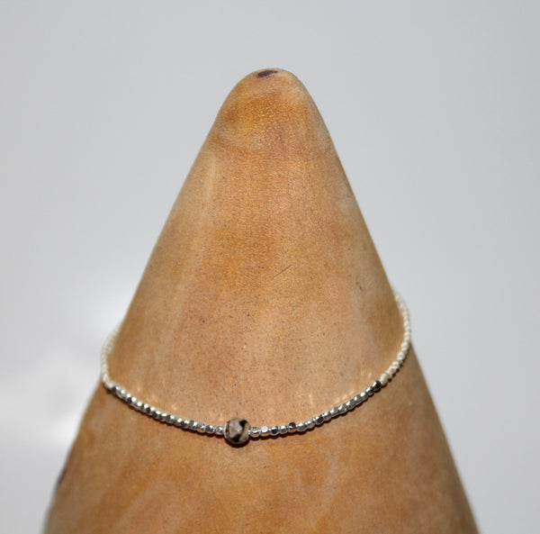 Anklet Single Stone With Silver Beads