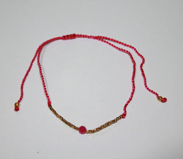 Anklet Single Stone With Metal and Beads