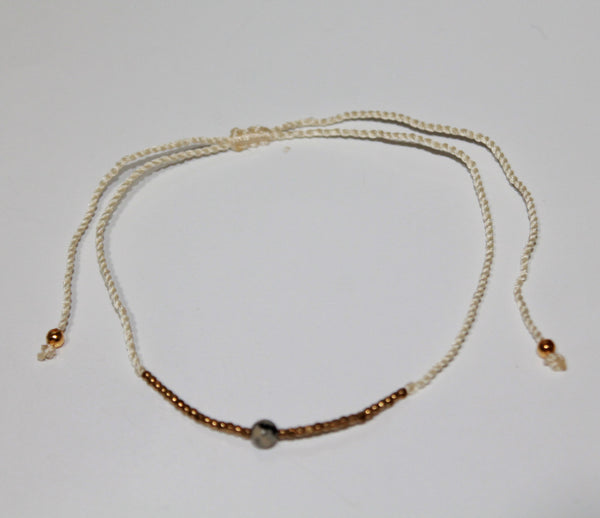 Anklet Single Stone With Metal and Beads
