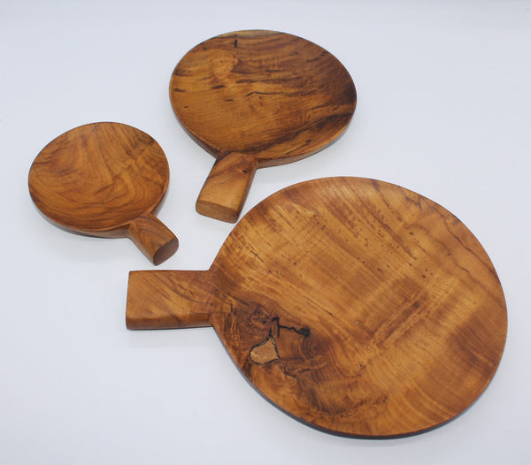 Serving Plate with Handle as Set of 3 (Teak)
