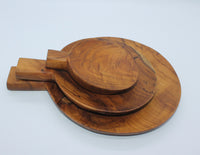 Serving Plate with Handle as Set of 3 (Teak)
