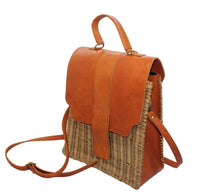 Bag Made from Leather and Rattan